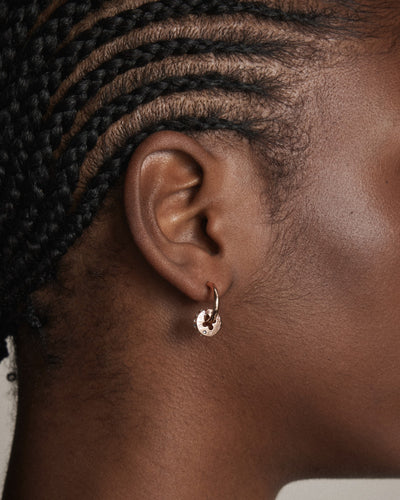 Signatura Charm Hoop Earrings - Rose Gold