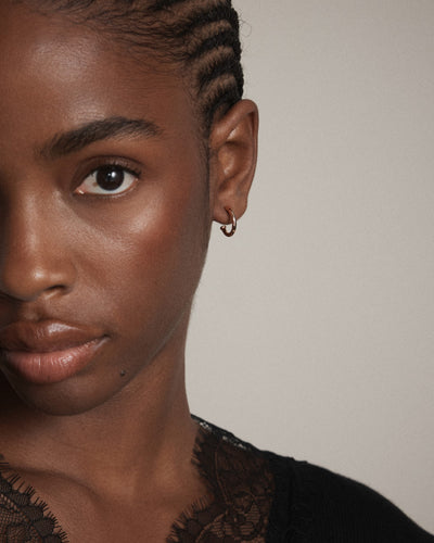 Signatura Charm Hoop Earrings - Rose Gold