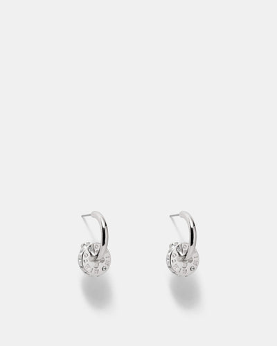 Signatura Charm Hoop Earrings - Silver