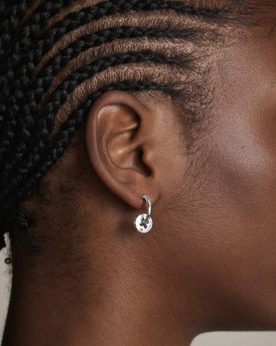 Signatura Charm Hoop Earrings - Silver
