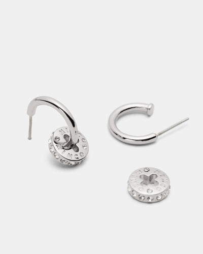 Signatura Charm Hoop Earrings - Silver
