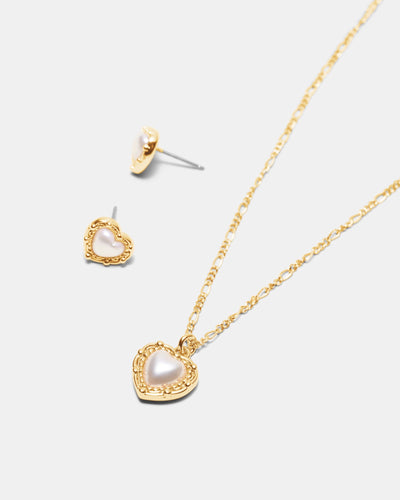 Maybelle Necklace Earrings Set - Gold