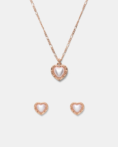 Maybelle Necklace Earrings Set - Rose Gold