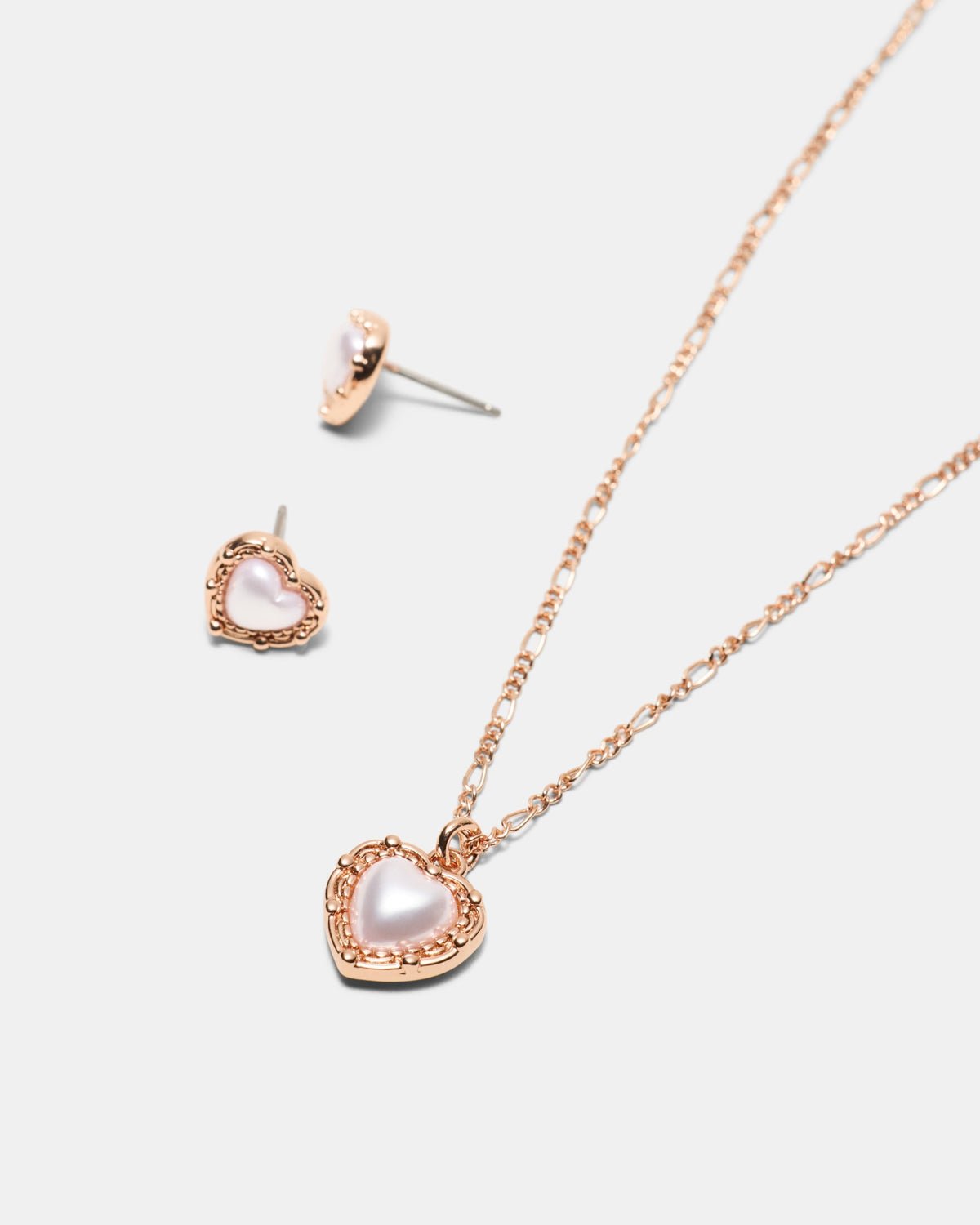 Maybelle Necklace Earrings Set - Rose Gold
