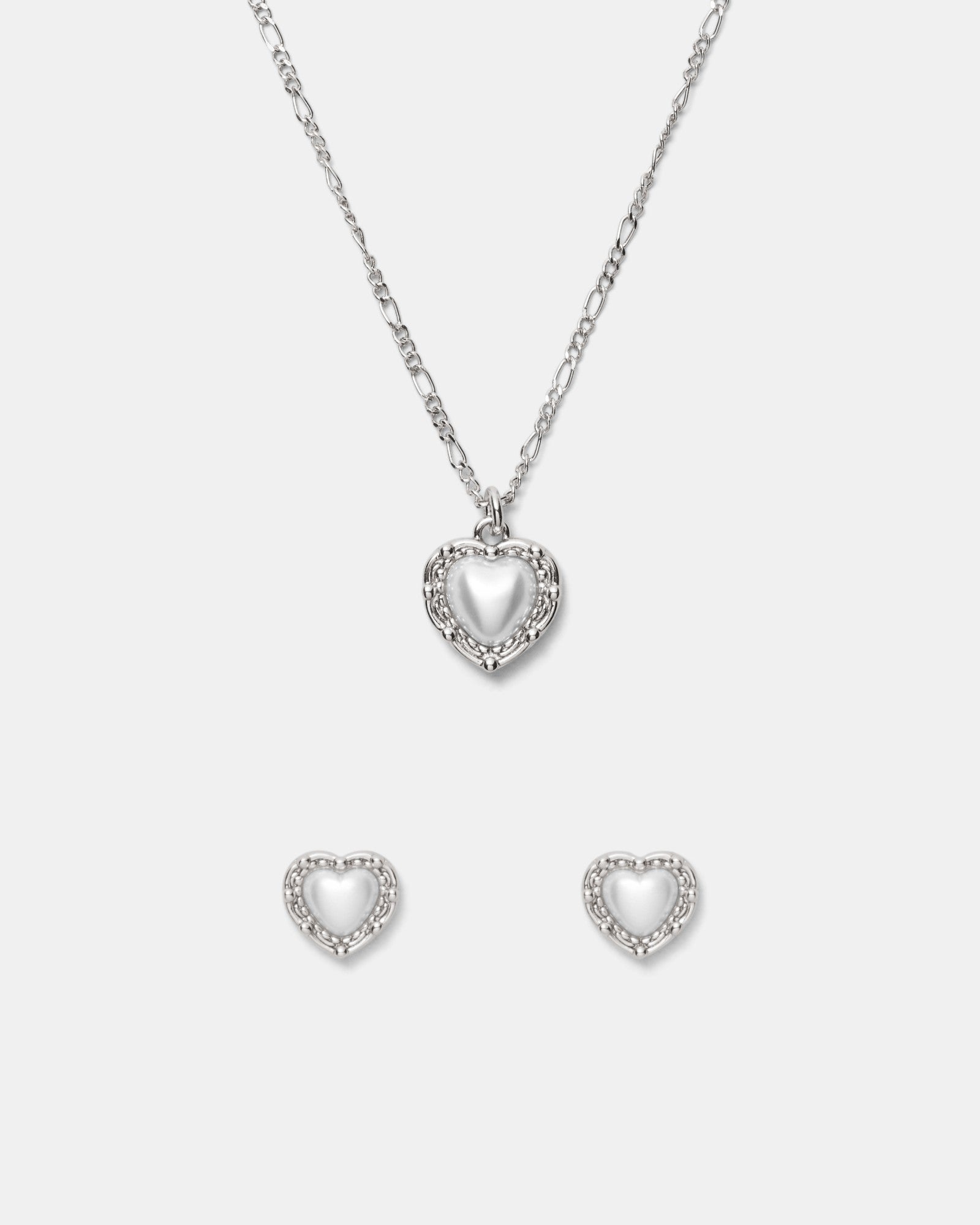 Maybelle Necklace Earrings Set - Silver