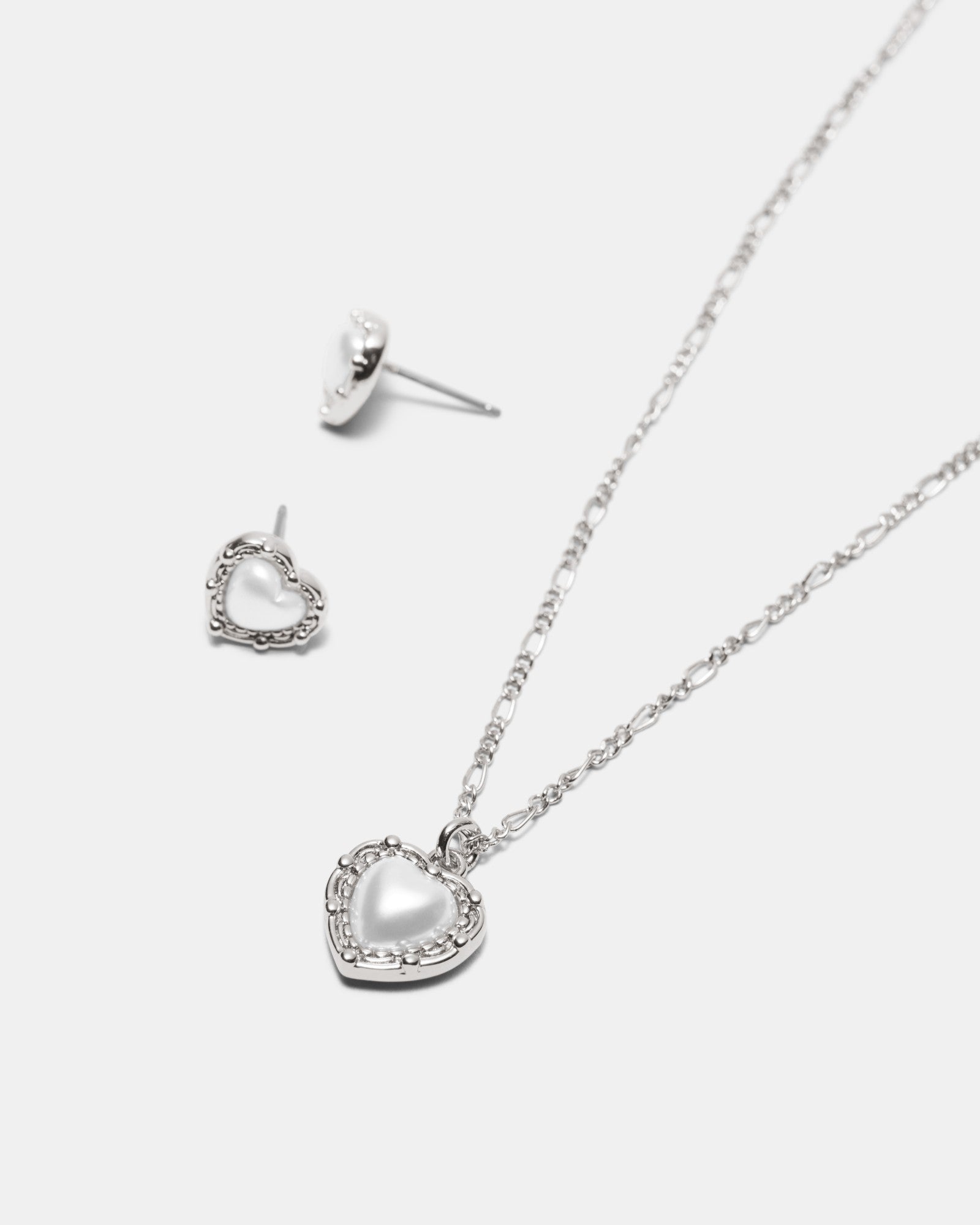 Maybelle Necklace Earrings Set - Silver