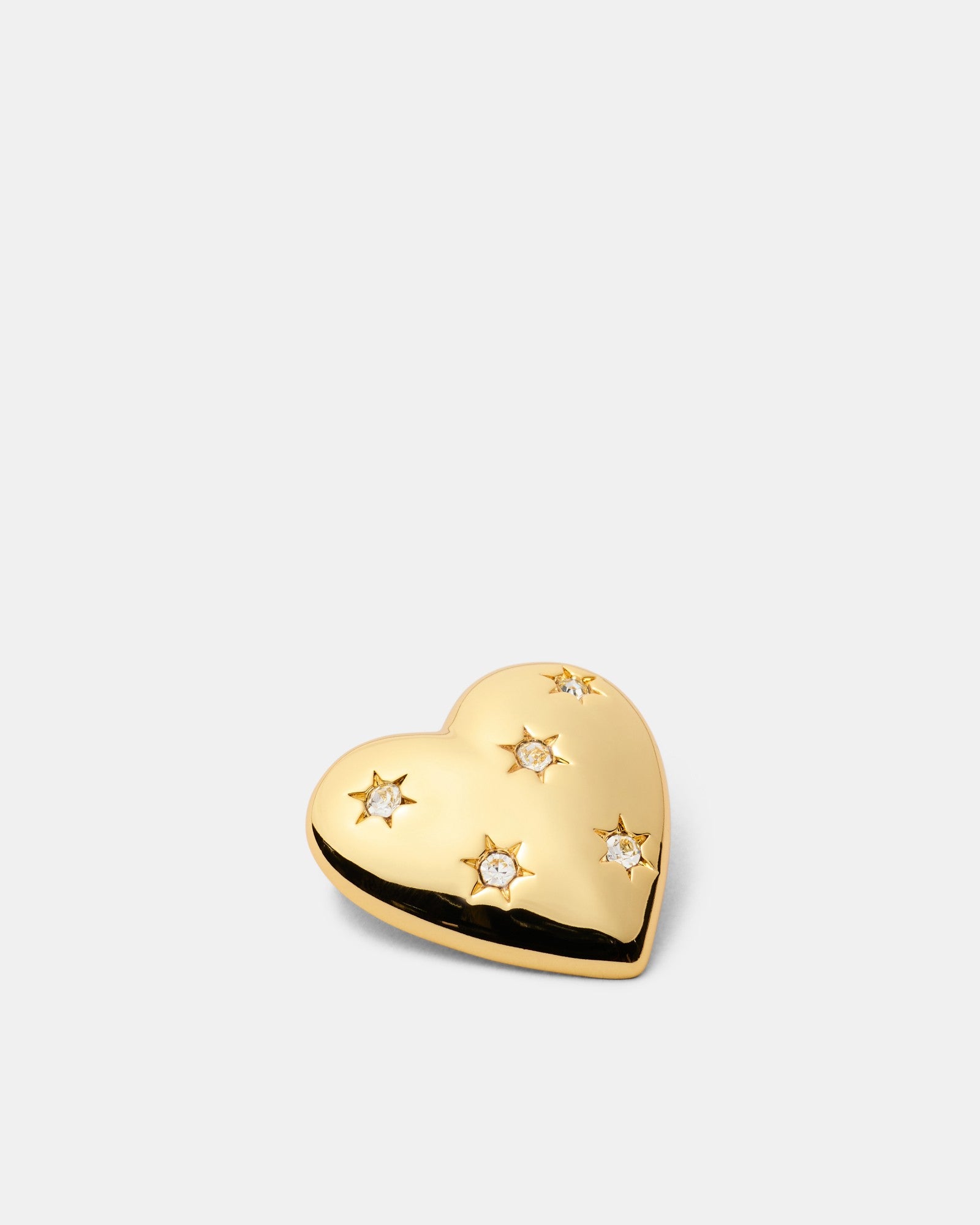Puffy Heart Brooch - Gold