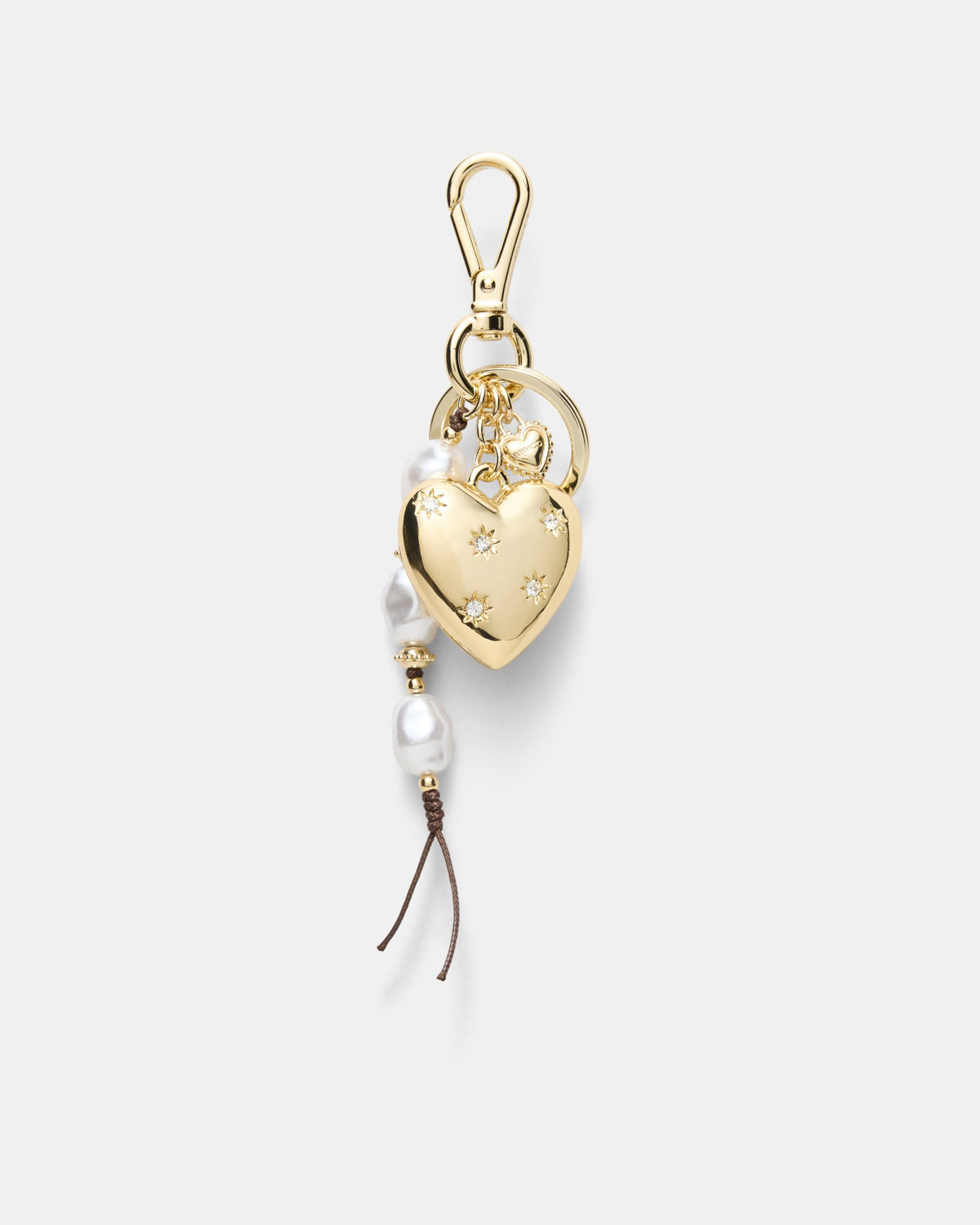 Puffy Heart Bag Charm - Gold