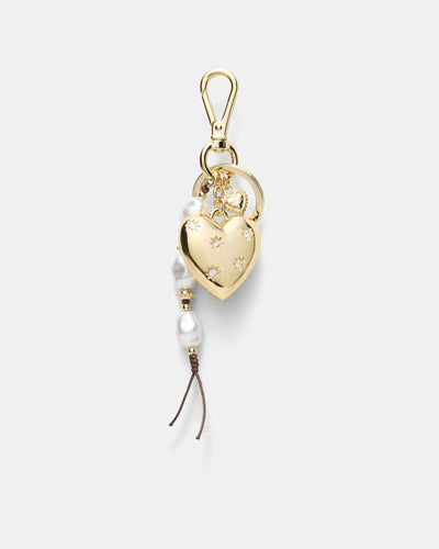 Puffy Heart Bag Charm - Gold