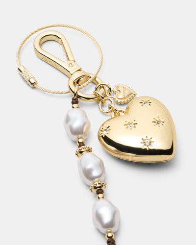 Puffy Heart Bag Charm - Gold