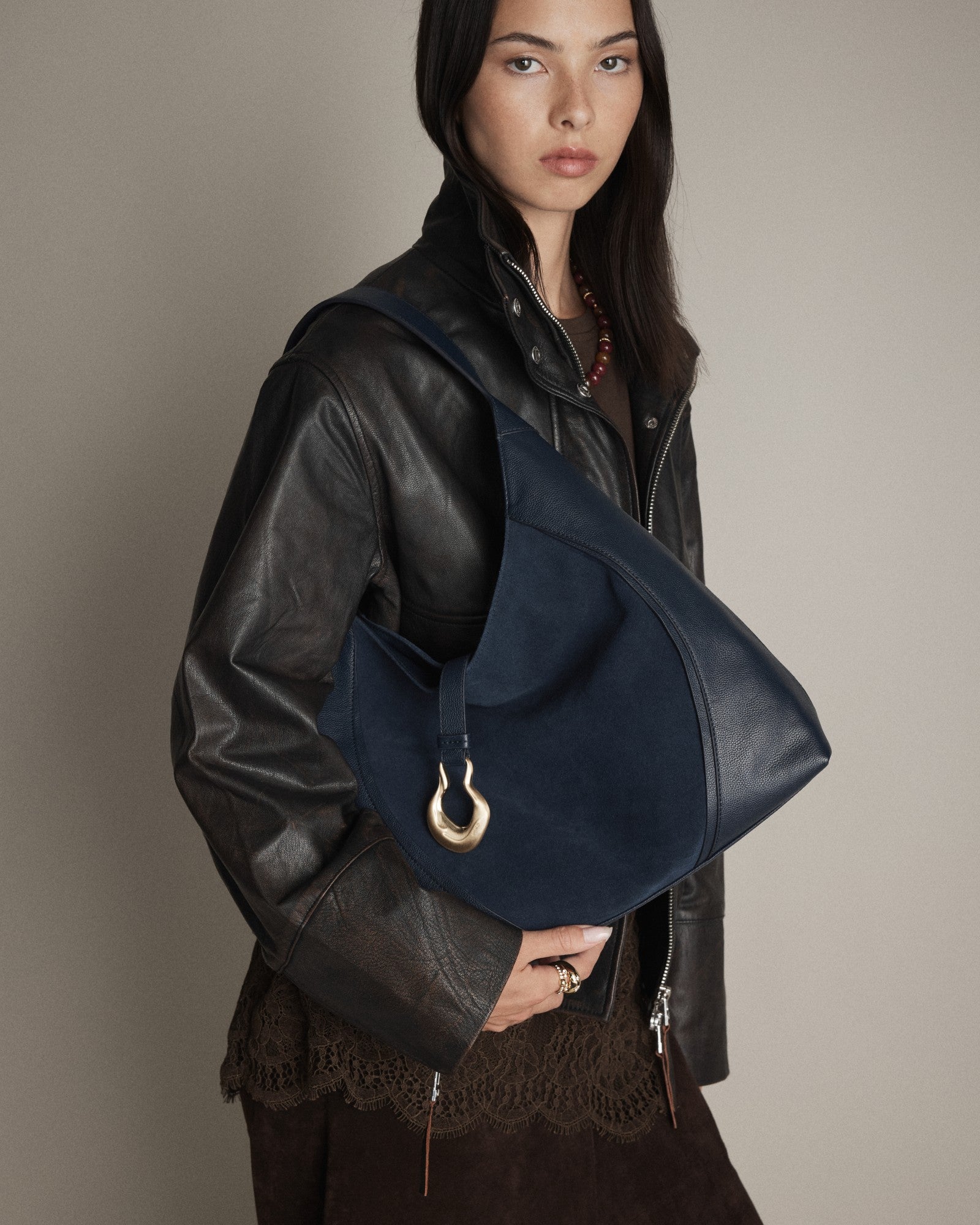 Shield Hobo Bag - Navy