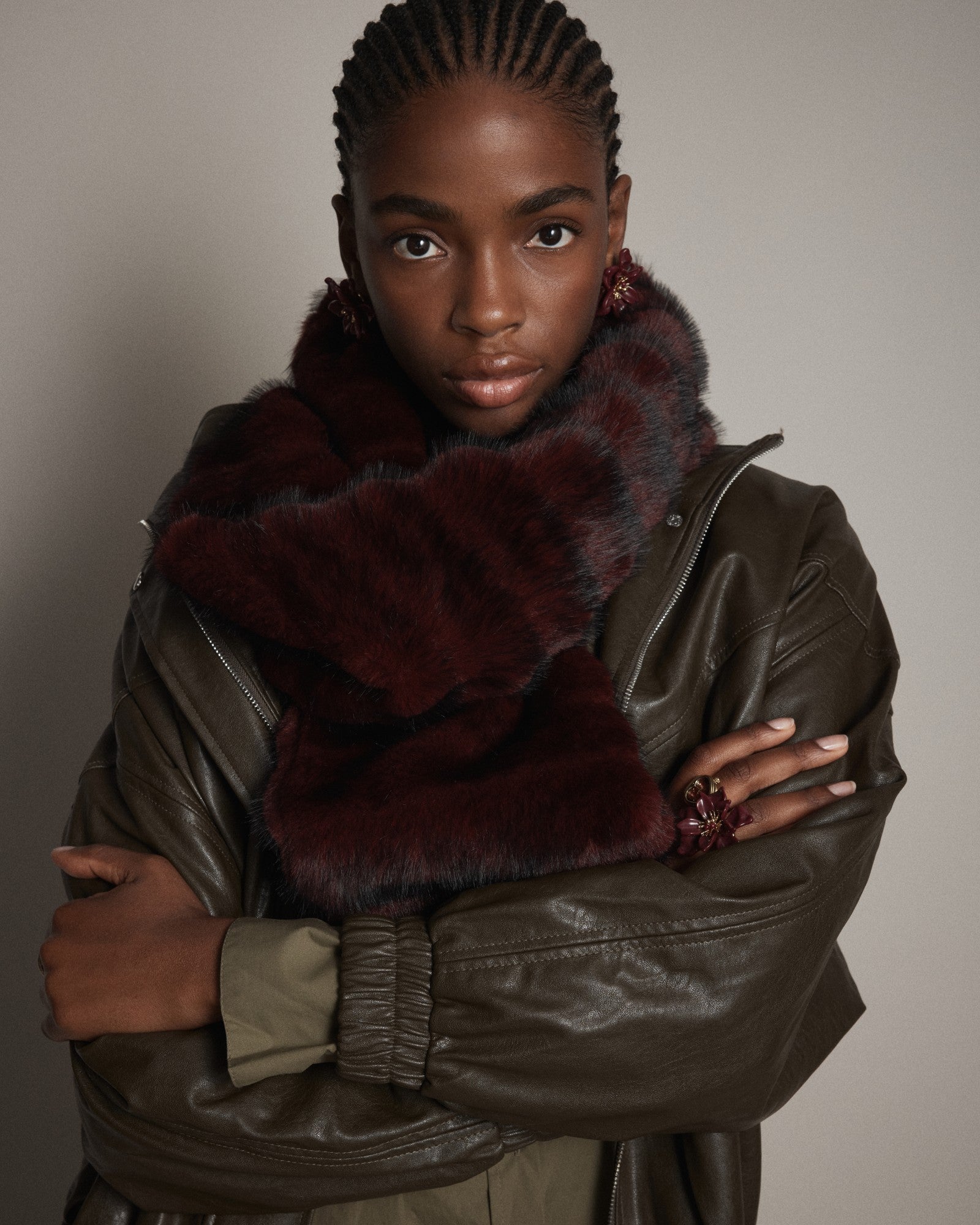 Dylan Faux Fur Scarf - Bordeaux