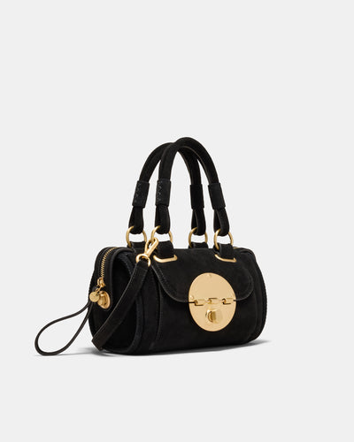 Turnlock Bowler Grab Crossbody Bag - Black