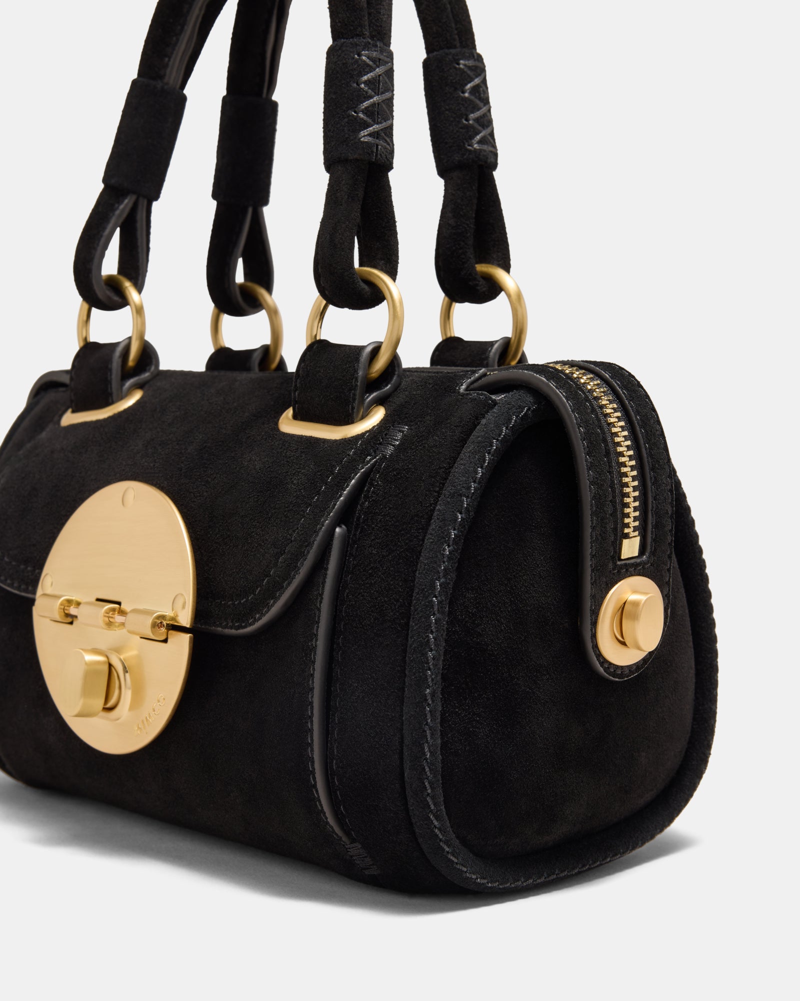 Turnlock Bowler Grab Crossbody Bag - Black