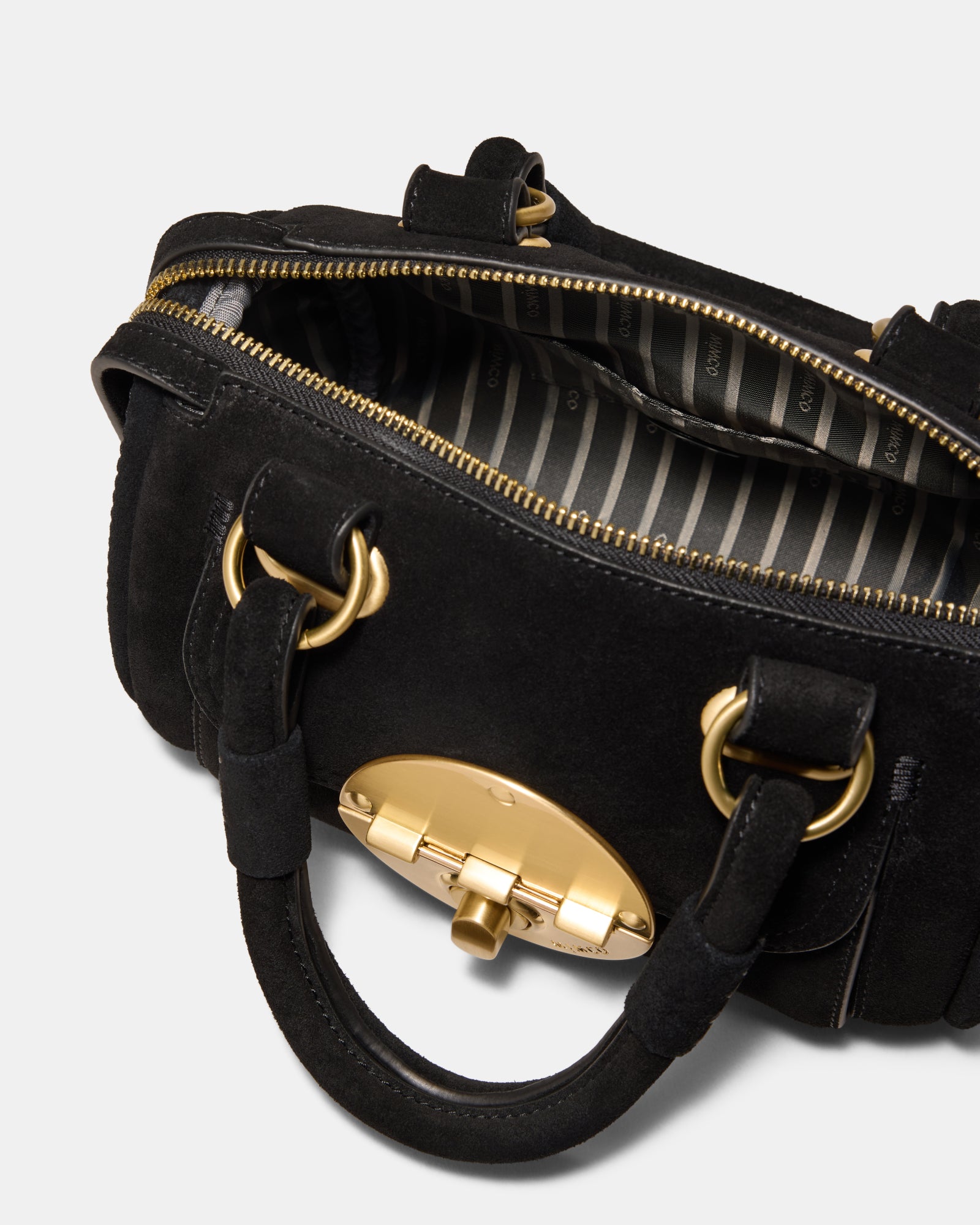 Turnlock Bowler Grab Crossbody Bag - Black