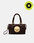 Turnlock Bowler Grab Crossbody Bag - Chocolate