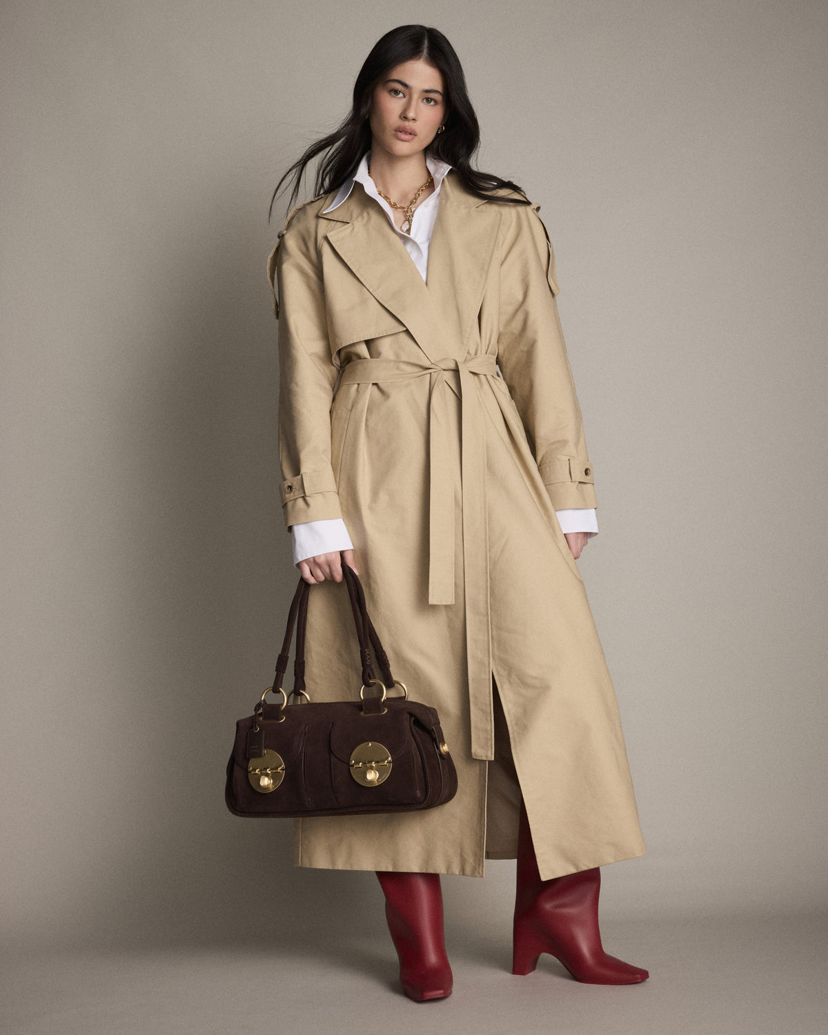 Turnlock East West Bag - Chocolate