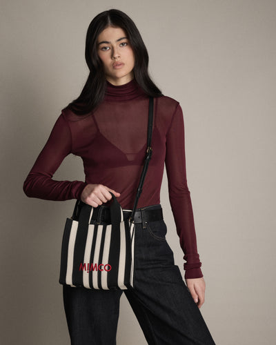 Blondie Small Tote Bag - Black Stripe