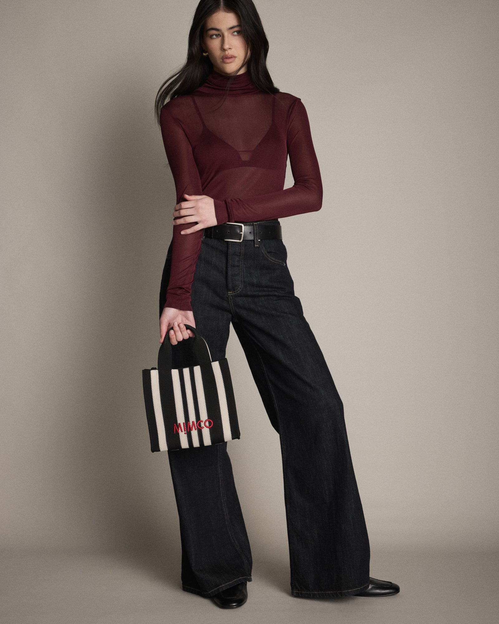 Blondie Small Tote Bag - Black Stripe
