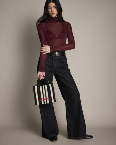 Blondie Small Tote Bag - Black Stripe