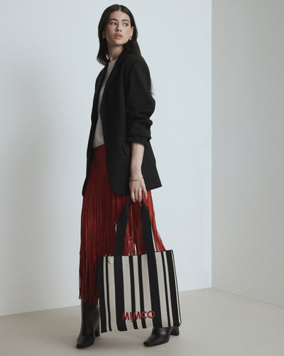 Blondie Large Boxy Tote Bag - Black Stripe