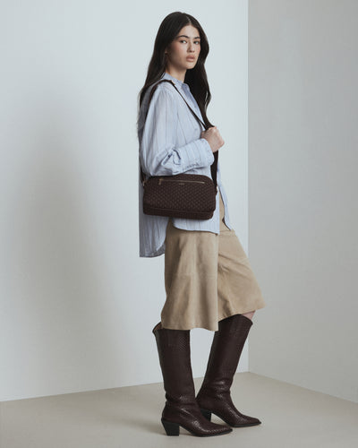 Squad Woven Crossbody Bag - Chocolate