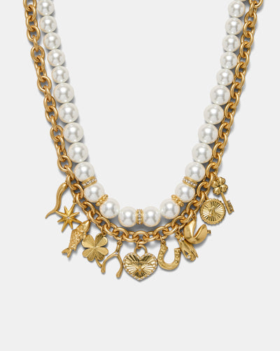 Fortuna Duo Necklace - Pearl