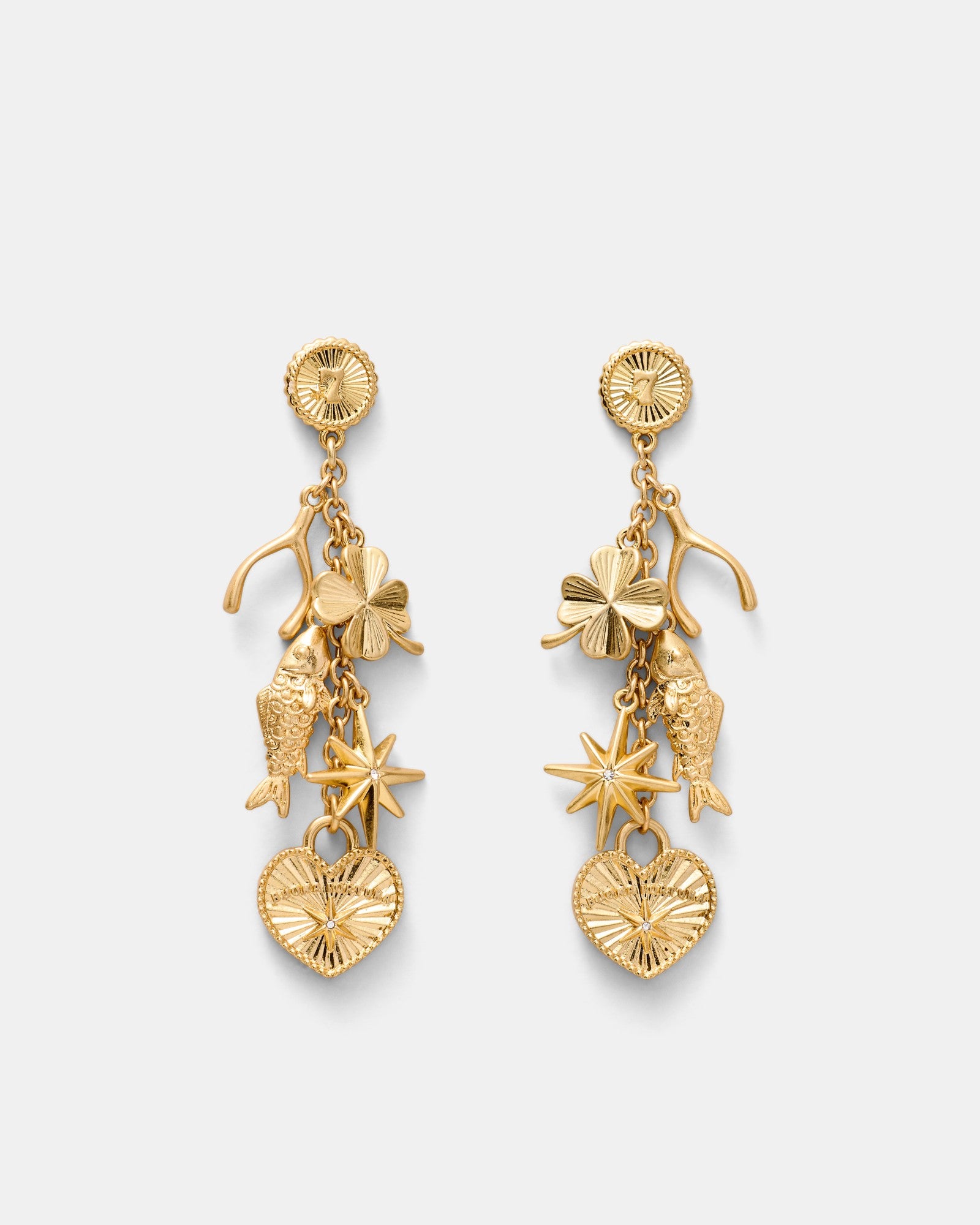 Fortuna Charm Earrings - Gold