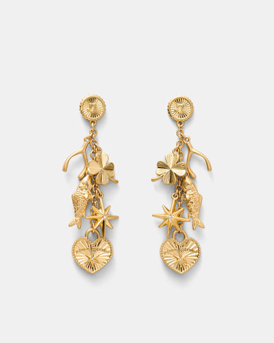 Fortuna Charm Earrings - Gold