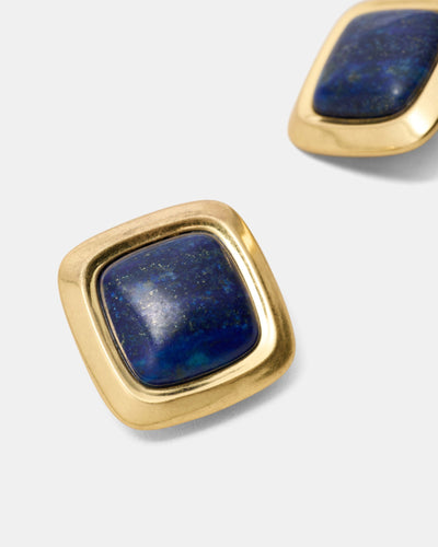 Abundance Stone Stud Earrings - Cobalt