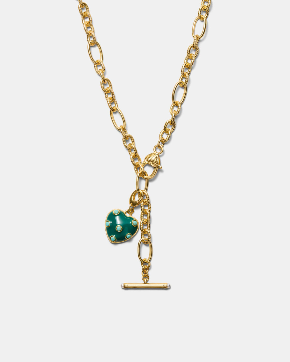 Polka Heart Necklace - Malachite