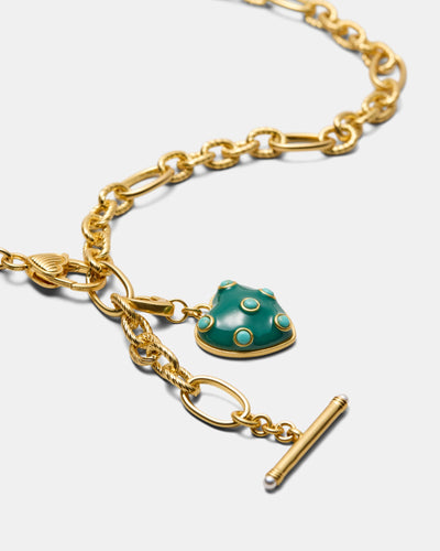 Polka Heart Necklace - Malachite