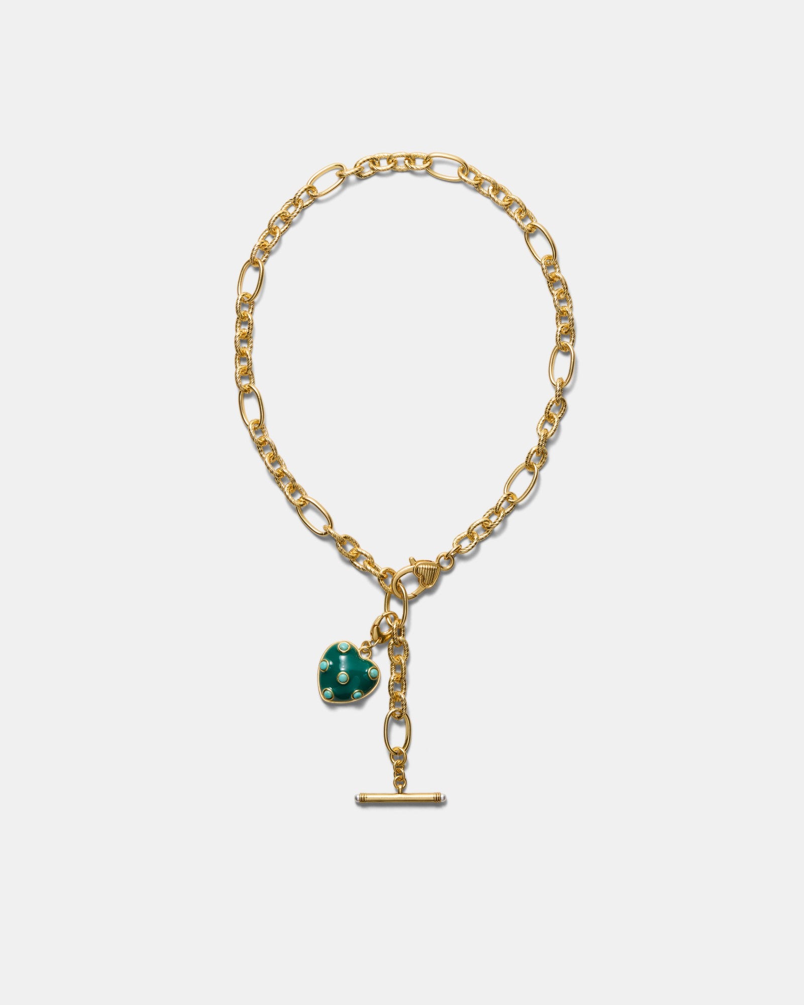 Polka Heart Necklace - Malachite