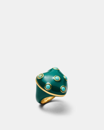 Polka Heart Ring - Green