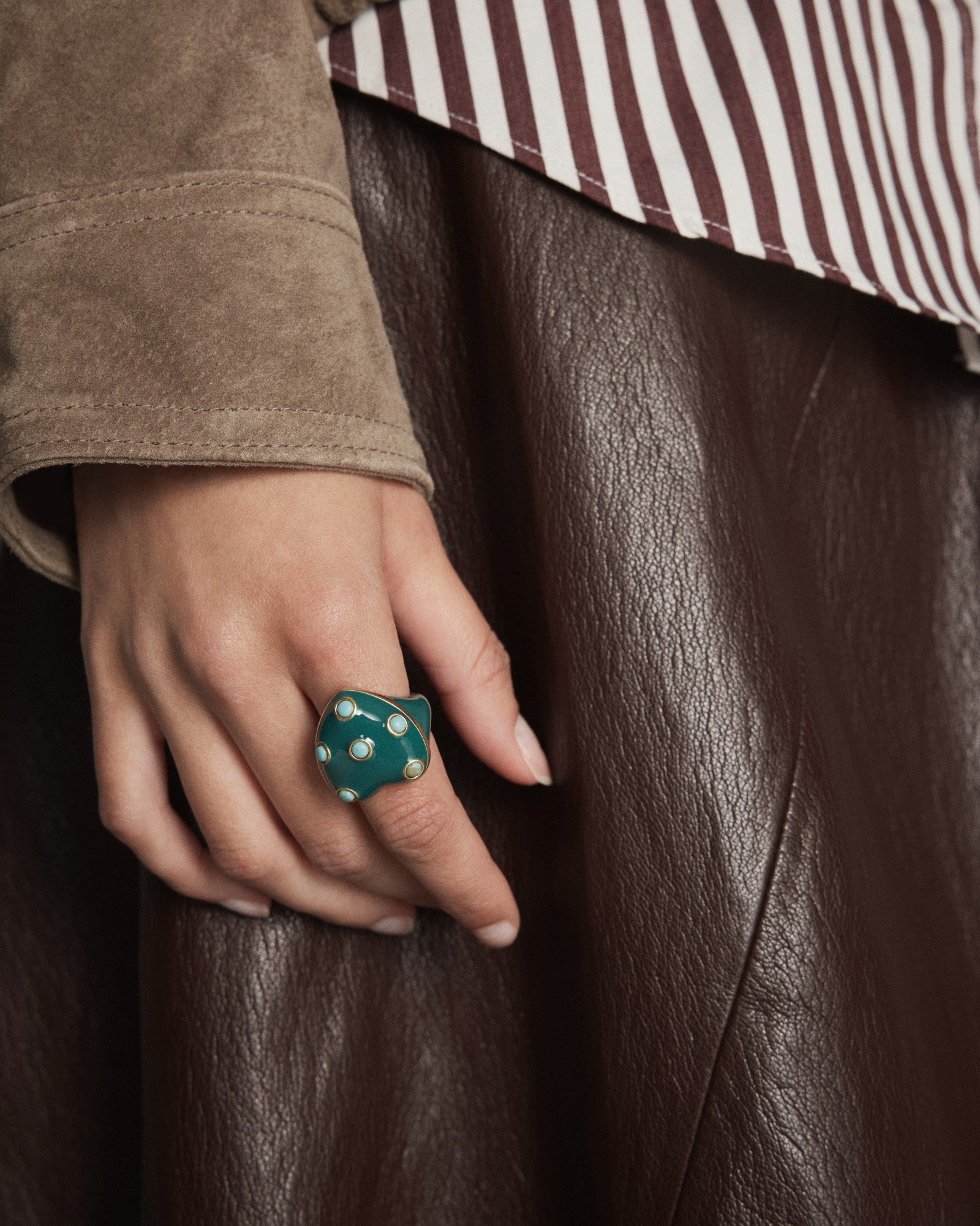 Polka Heart Ring - Green