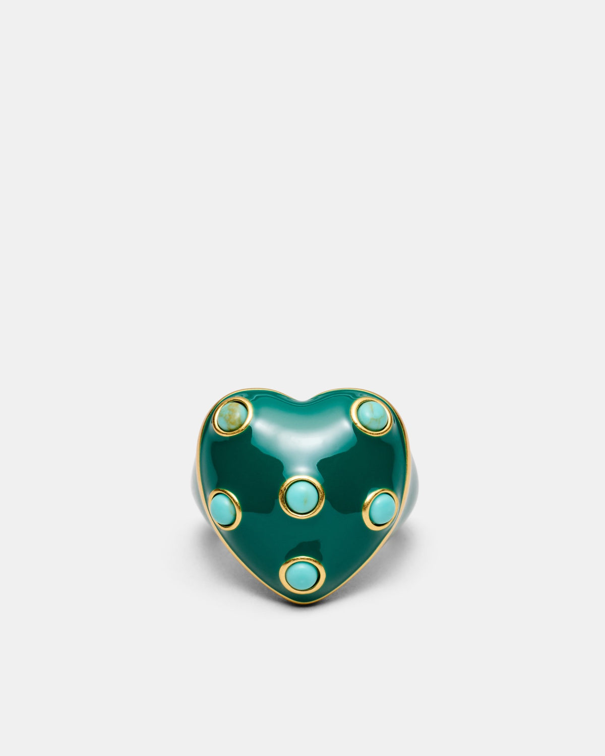 Polka Heart Ring - Green