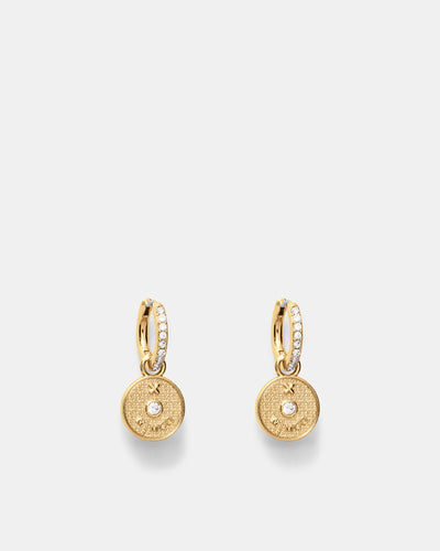 Amulet Charm Hoop Earrings - Gold