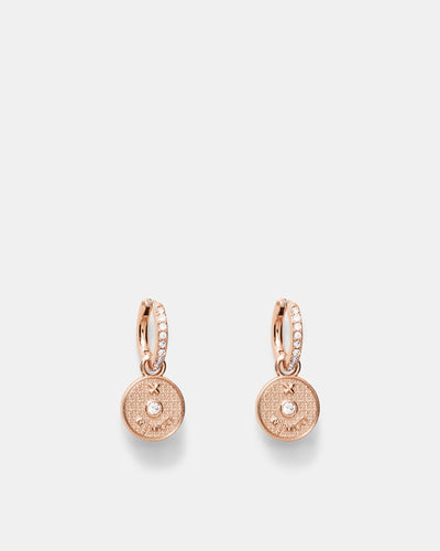 Amulet Charm Hoop Earrings - Rose Gold