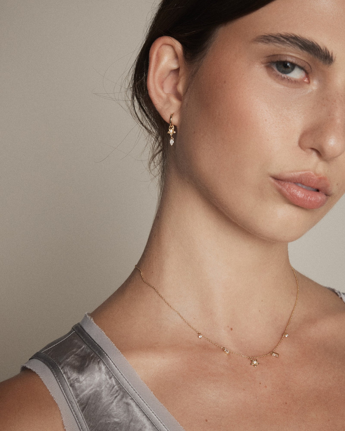 Asteria Charm Hoop Earrings - Gold