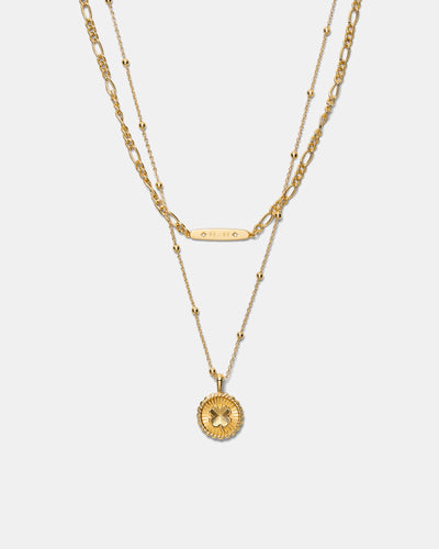 Lucky Coin Duo Necklace - Gold