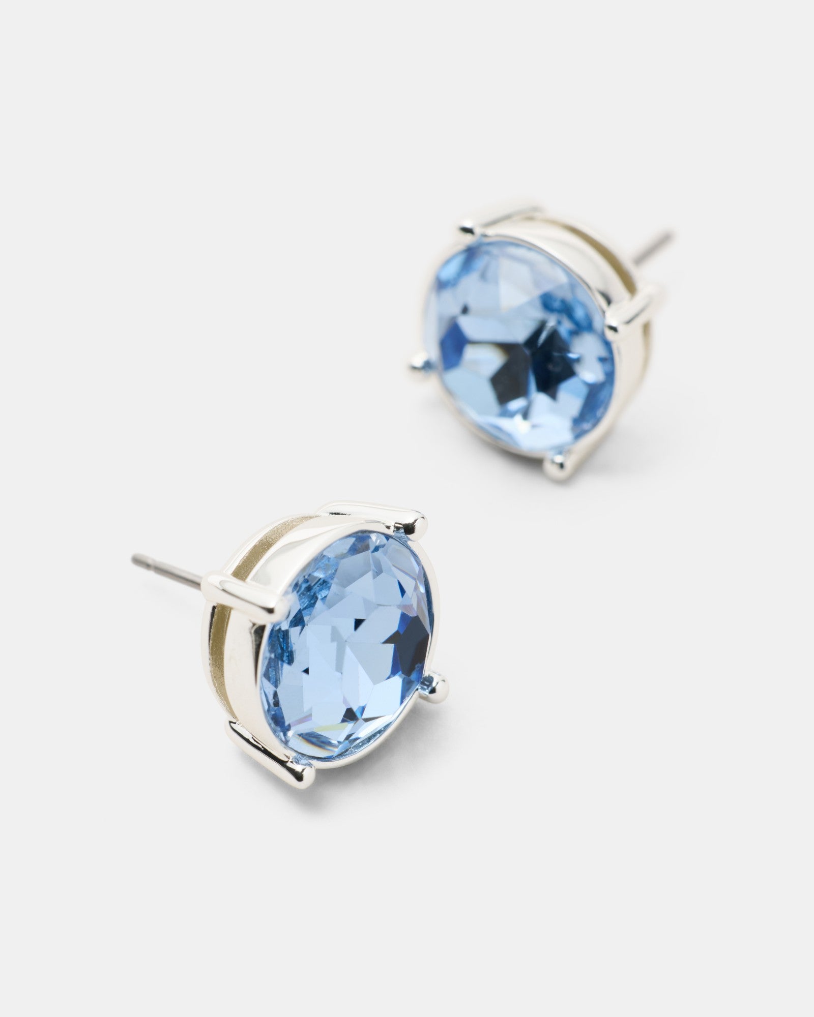 Glowy Crystal Stud Earrings - Cornflower Blue