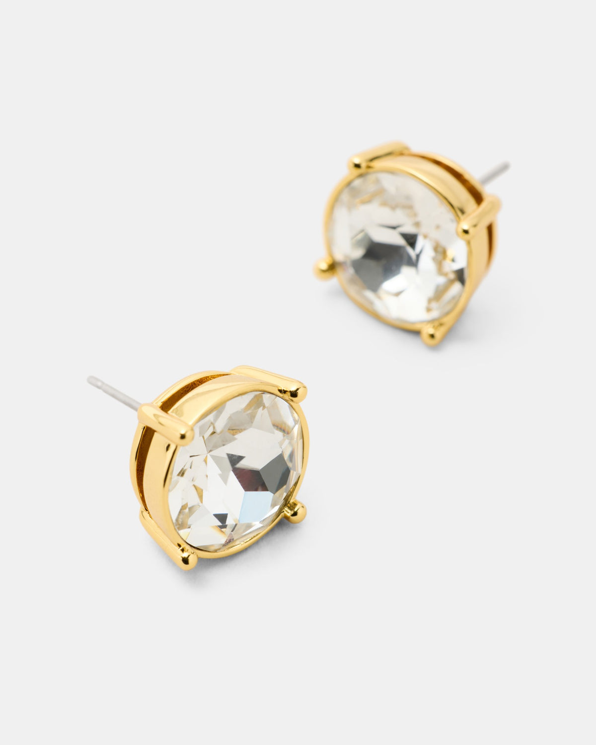 Glowy Crystal Stud Earrings - Clear