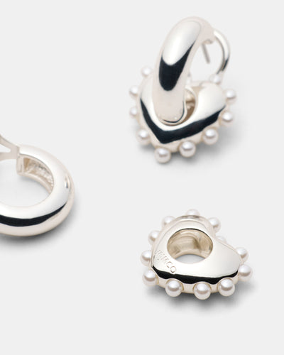 Adore Heart Hoop Earrings - Silver