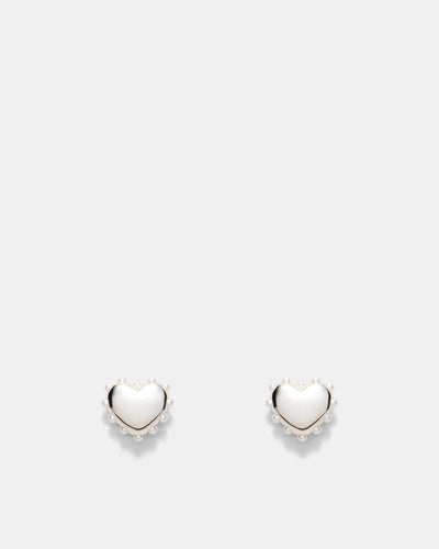 Adore Heart Stud Earrings - Silver