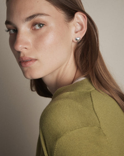 Adore Heart Stud Earrings - Silver