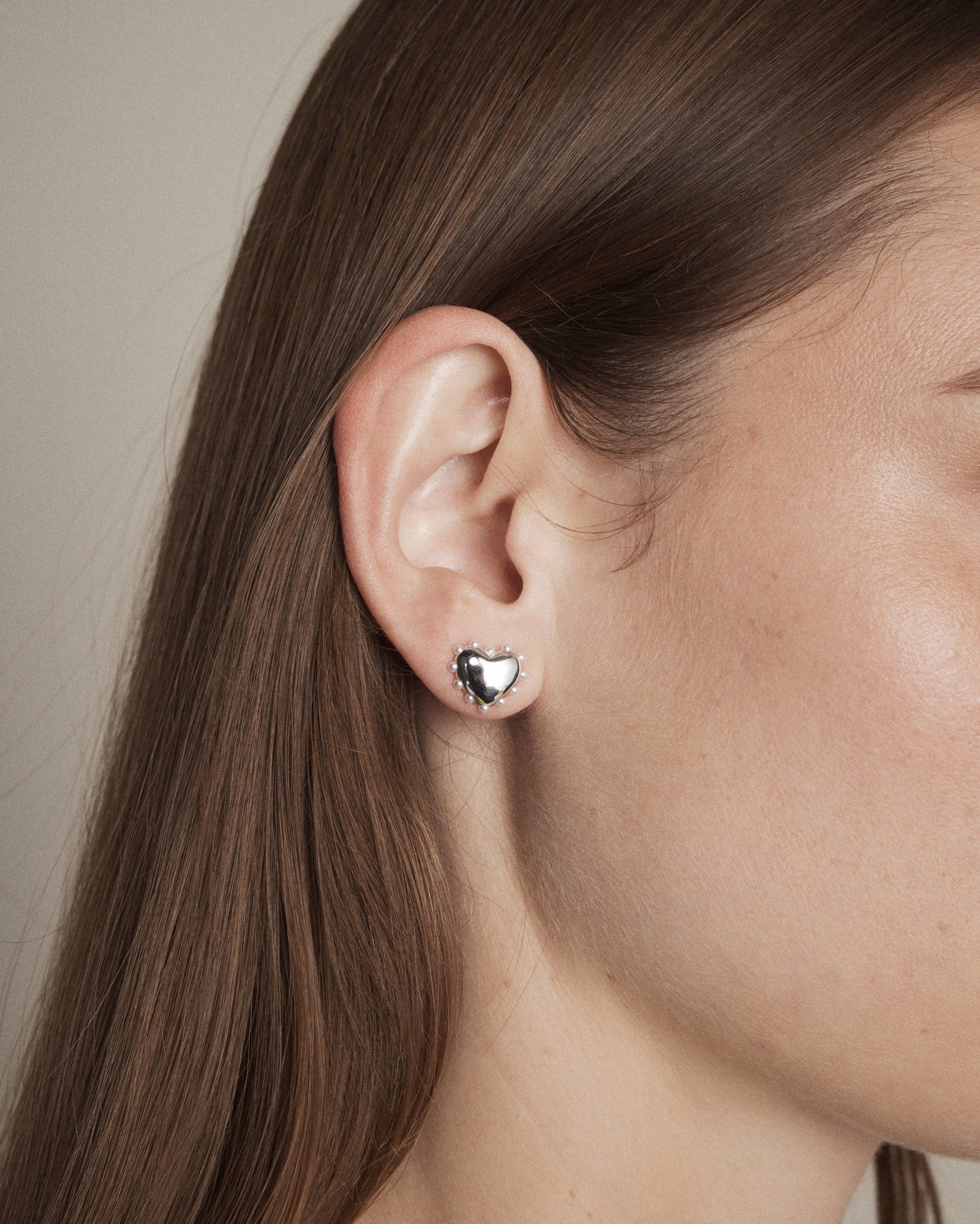 Adore Heart Stud Earrings - Silver