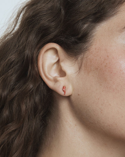 Cornicello Stud Earrings - Red