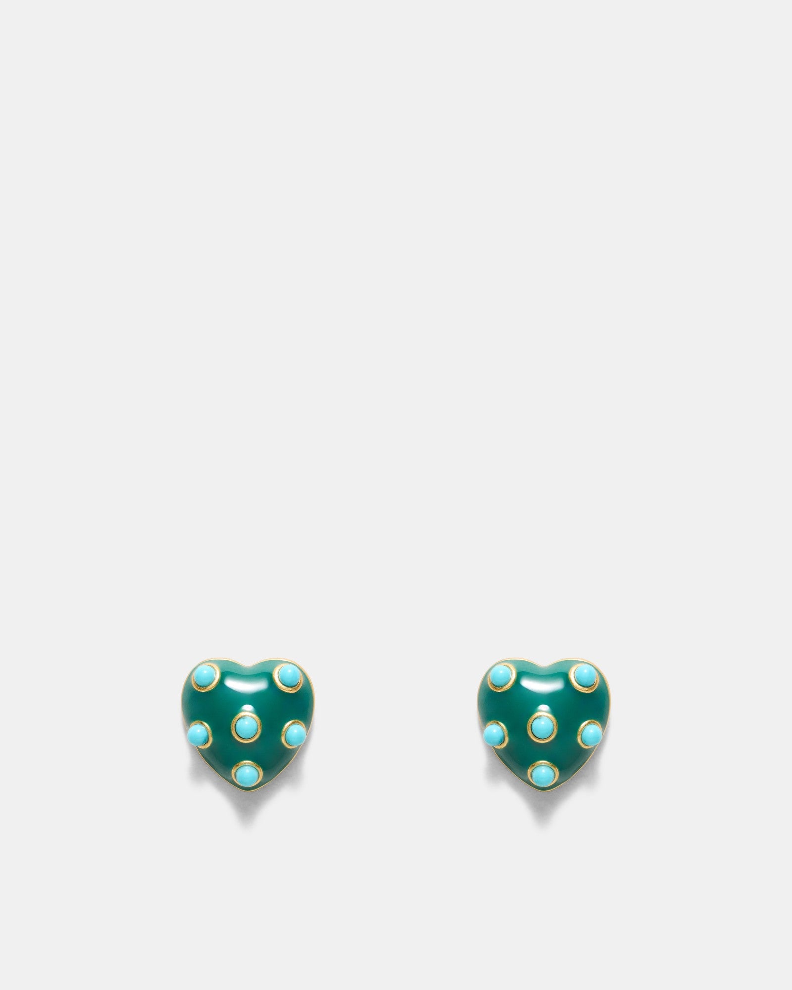 Polka Heart Stud Earrings - Green