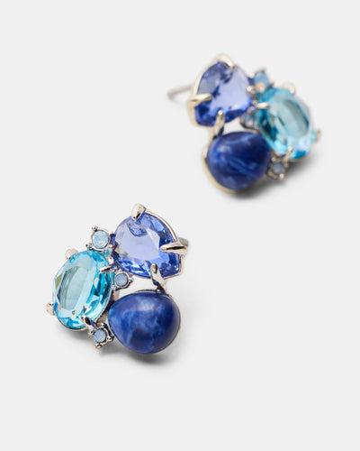 Goddess Stud Earrings - Blue