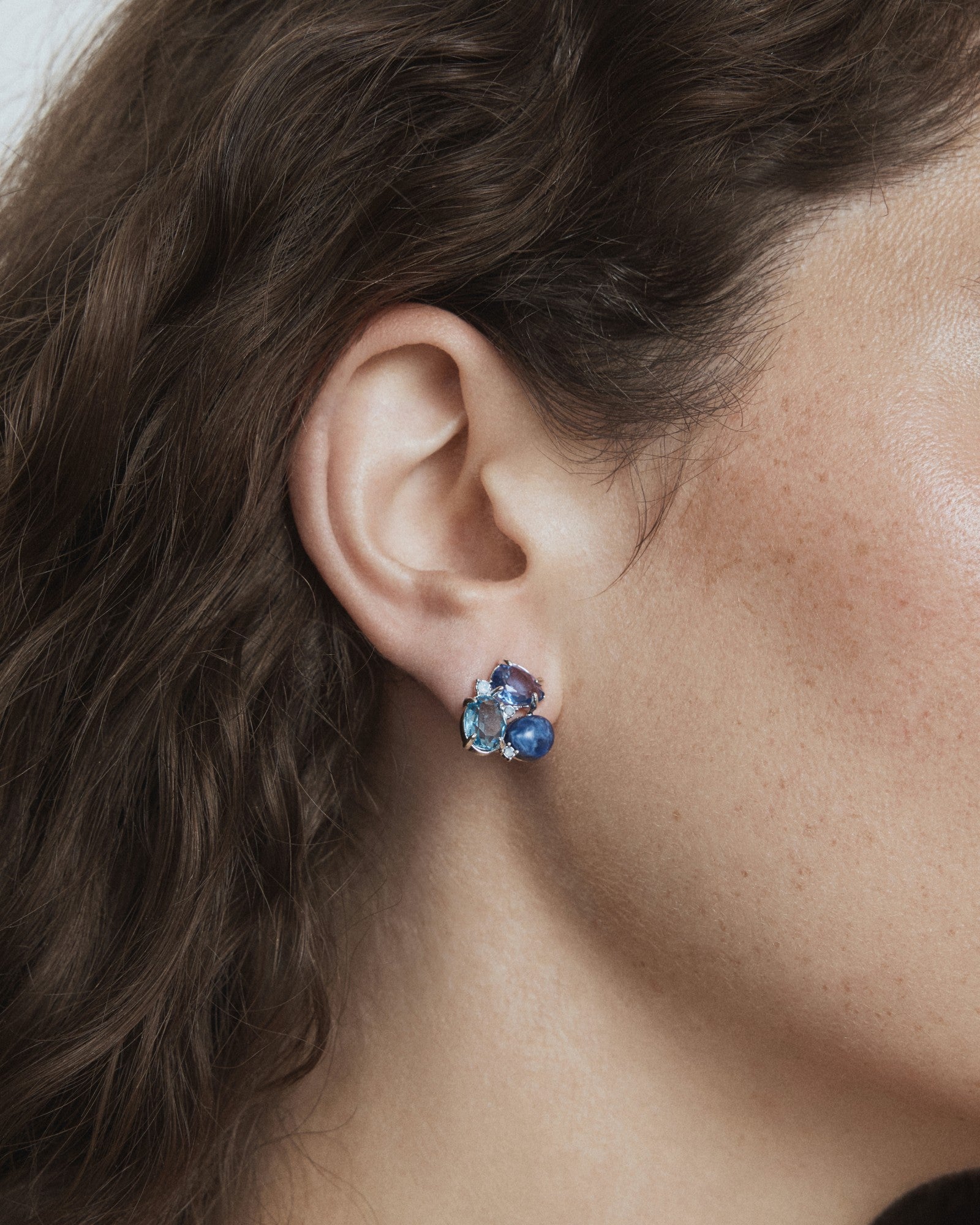 Goddess Stud Earrings - Blue